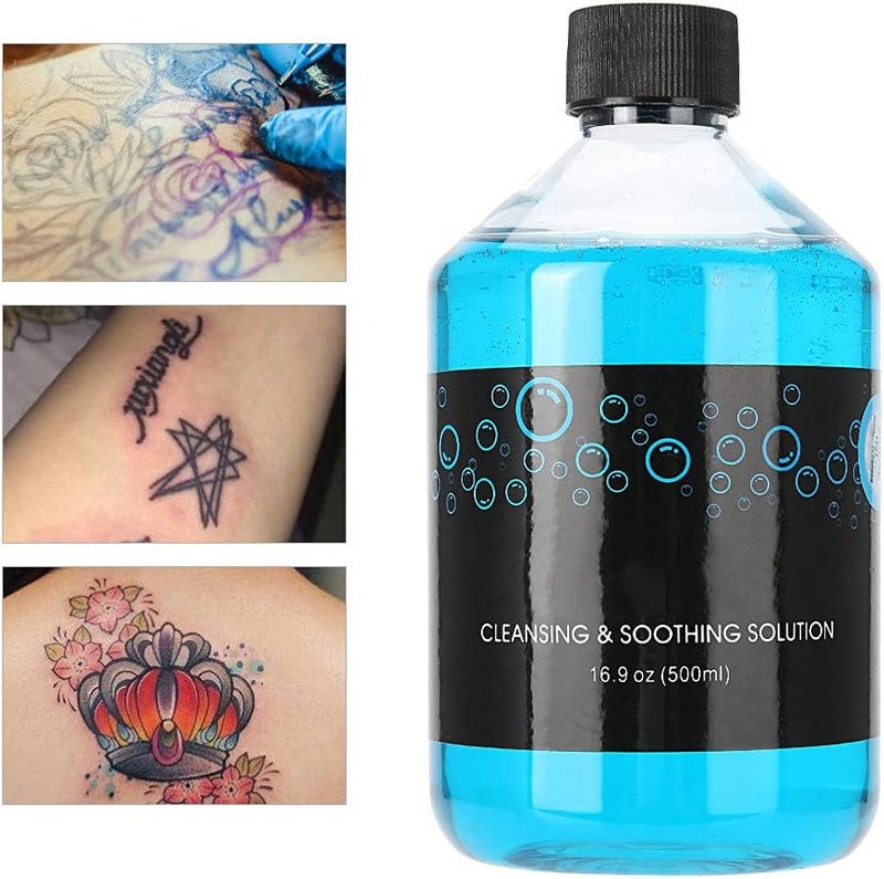 woobles 500 ml Blue Tattoo Cleansing Soothing Solution Clean Skin Relief Tattoo Supply Clean Ink Tattoo Cleaning Solution Painting Tattoo Green Algae Soap - Image 2
